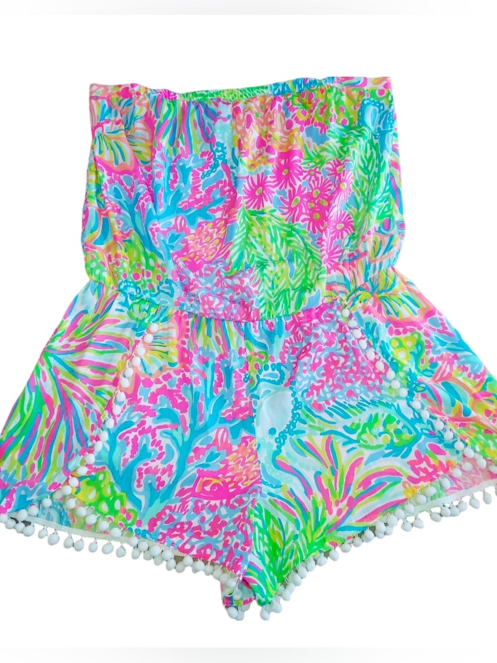 Lilly Pulitzer NWT Daisy Romper Seaspray Blue Lovers Coral Size S Unicorn 🦄 - Picture 16 of 16
